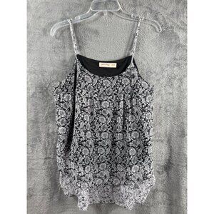 Faded Glory Womens Floral Black & White Sleeveless Chiffon Tank Top M (8-10)
